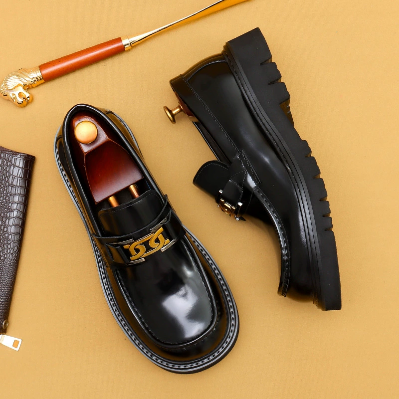 [Предварительная продажа не в наличии] Популярная кожаная обувь для внешней торговли с большим носком, мужская кожаная Глянцевая деловая Повседневная модная обувь с широкими штанинами