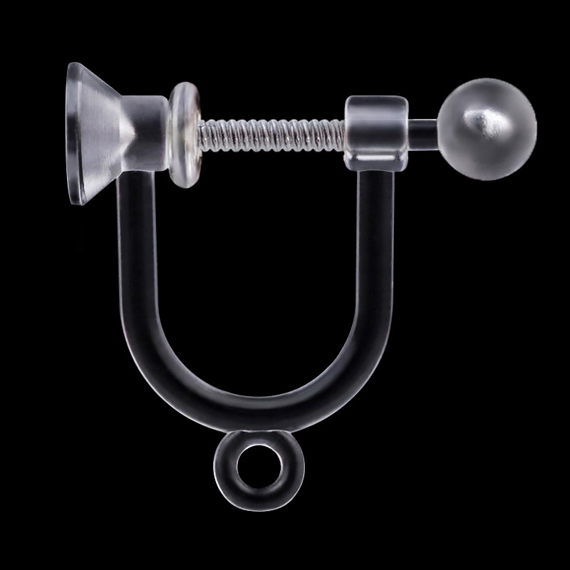 One end is a 3mm transparent bead and one end is a drill cup with a hanging resin spring ear clip [without spring]