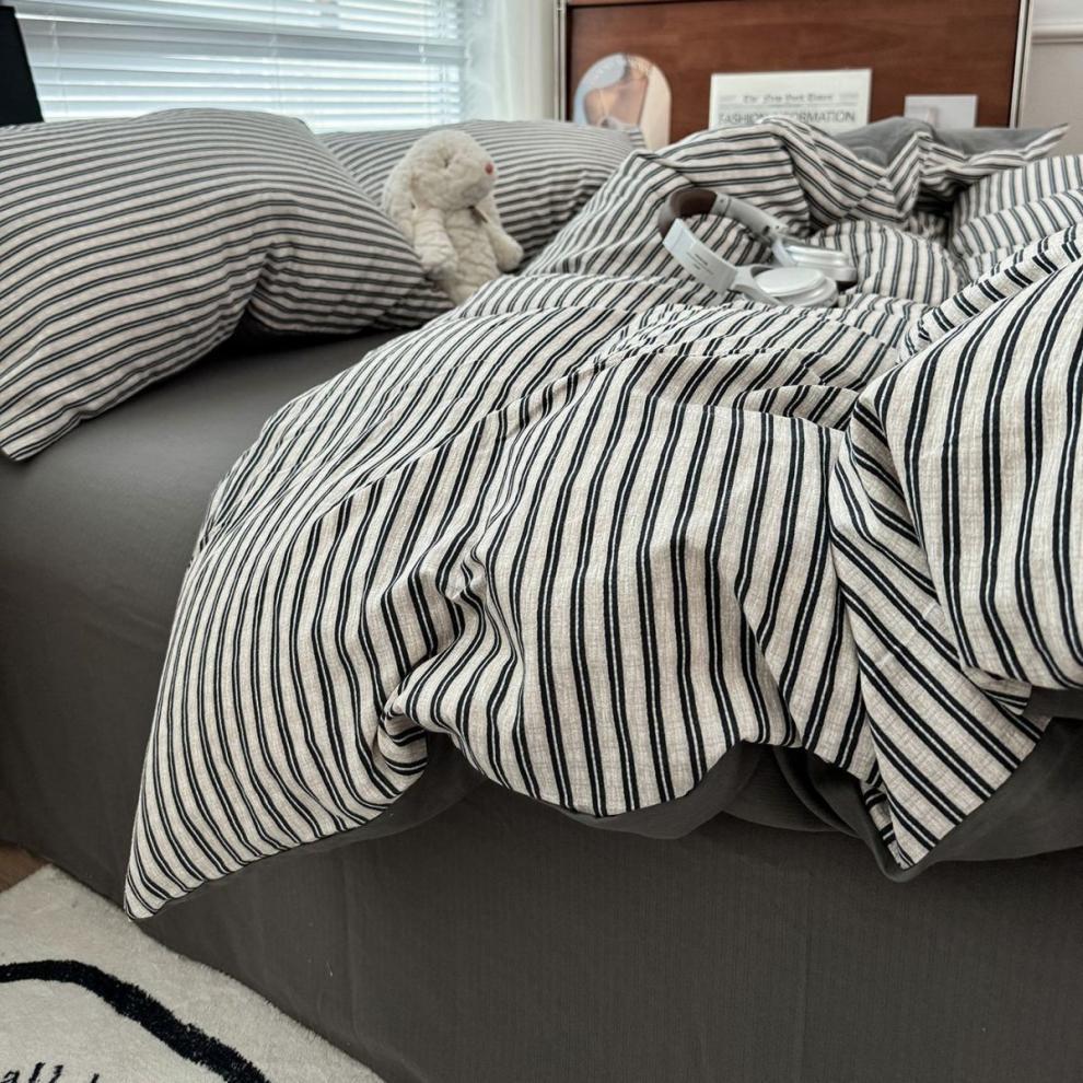 Floral Jacquard Double Layer Cotton Bedding Set For Bedroom_voghion.com