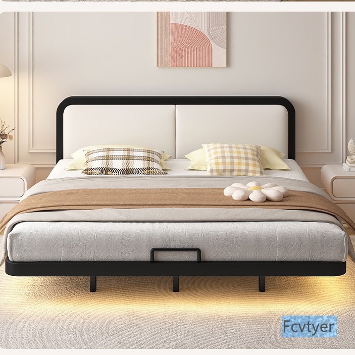 Modern Minimalist Floating Bed Frame Without Master Bedroom, Large Wrought Iron Bed, Popular Home Bed with Sheets and Double Bed