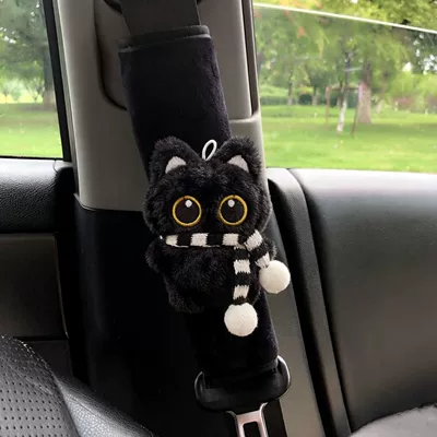 Sürətlər qutusu və əl tormozu başlıqları – Black Cat Safety Belt Shoulder - little-black-cat-shoulder-pad-black-and-white-scarf-single