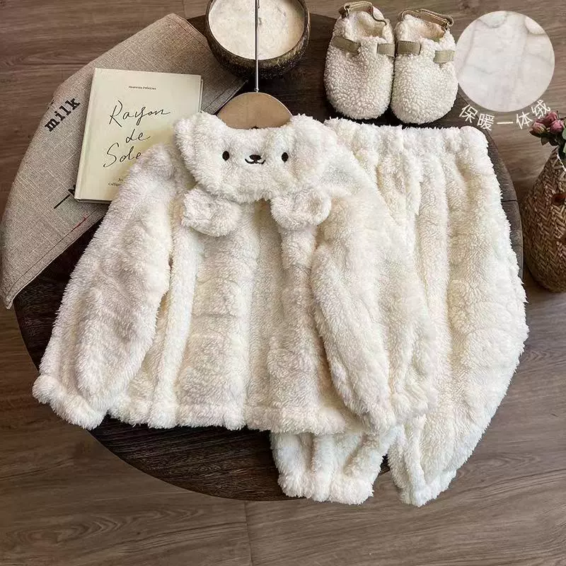 Демисезонная зимняя детская пижама из кораллового бархата, теплая, увеличенная толщина