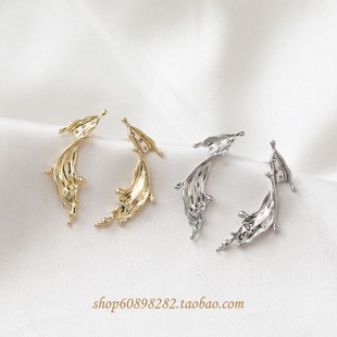 14K Gold-Filled Niche Design Water Flower Shape Inlaid with Zircon Rhinestone Silver Needle DIY Earrings Earrings Handmade Accessories