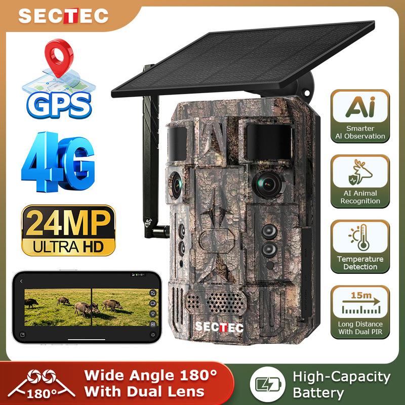 New cross-border product: 4G dual-lens AI solar camera for wildlife monitoring with dual lens dual recording New cross-border product: 4G dual-lens AI solar camera for wildlife monitoring with dual lens dual recording