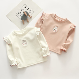 Baby Girl Long-Sleeved T-Shirt Spring & Fall Outer Wear Baby Top Pure Cotton Princess Shirt Fashionable Korean Style t Girl Bottoming Shirt