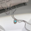 Brand design pendant, necklace, chain for key bag  heart-shaped heart shaped, Japanese and Korean, moonstone, gradient, with gem