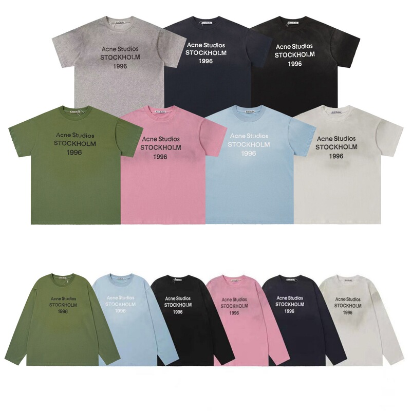 Cross-border AC1996 washed and distressed letter print high-street long-sleeve loose-fit T-shirt, vintage style, unisex, for couples Cross-border AC1996 washed and distressed letter print high-street long-sleeve loose-fit T-shirt, vintage style, unisex, for couples