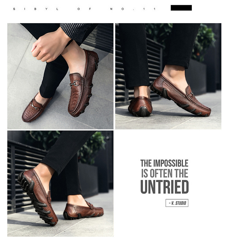 New octopus leather crocodile pattern loafers