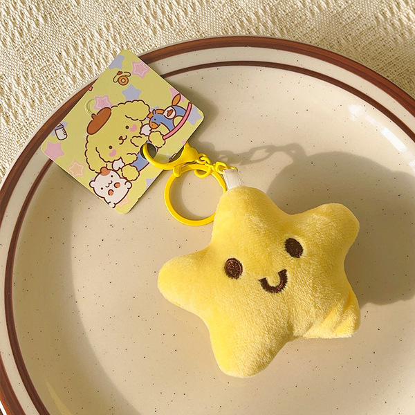 Plush Star Doll Pendant Squeaky Doll Keychain Accessories Student Backpack Hanging Ornaments Small Gifts Push