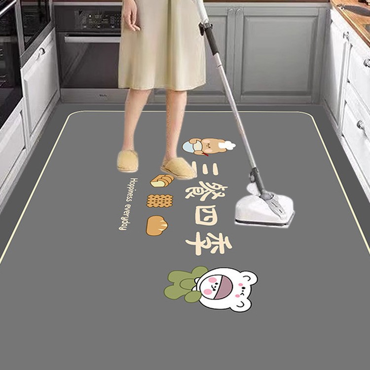 Full Coverage Diatomaceous Earth Kitchen Floor Mat, Non-Slip, Oil-Proof, Wipeable, No-Wash, Absorbent Carpet, Large Size Household Foot Mat, Full Coverage