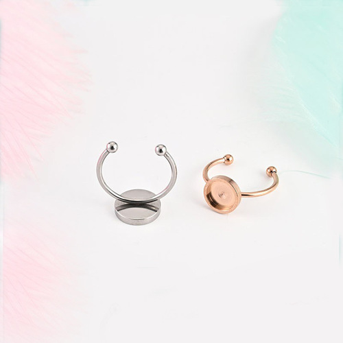 Manufacturer wholesale personalized diy handmade stainless steel jewelry accessories semi-finished natural stone base 18k open ring