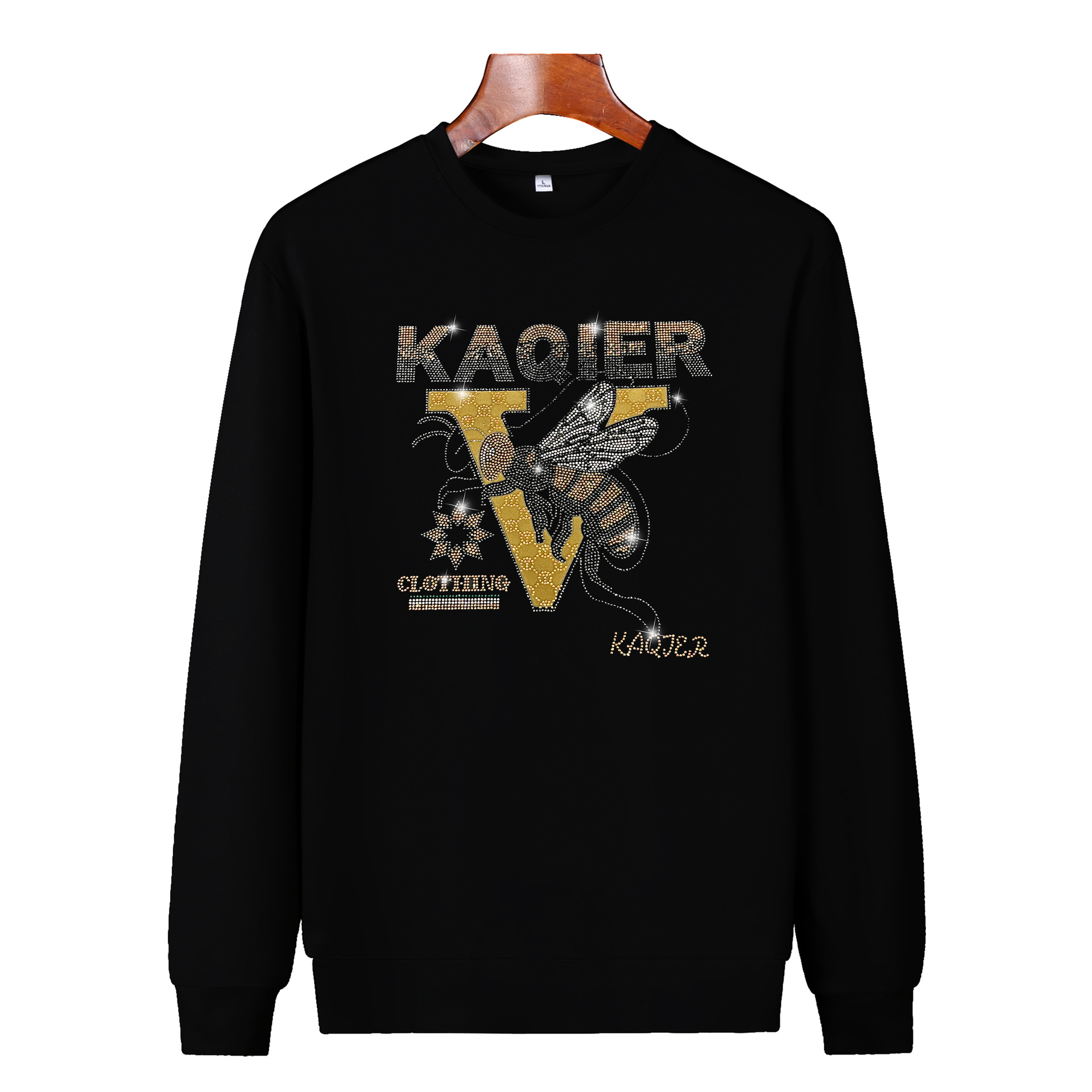 Europa de caño y invierno de hombre camiseta de cuello redondo y veludo de moda hombre lujo ligero juvenil industria pesada calentada camiseta interior camisa de manga larga