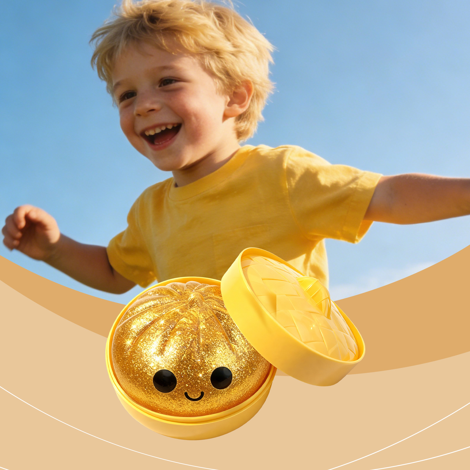 透明金色包子捏捏乐 随身携带柔软不粘手解压趣味仿真食物玩具