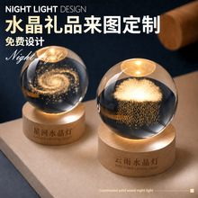 跨境水晶球小夜灯创意氛围星球床头灯水晶桌面摆件学生礼物纪念品