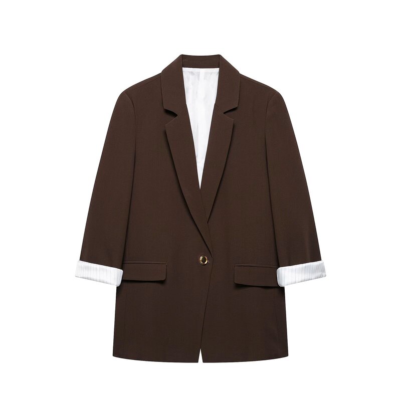 Foreign Trade Cross-Border Spring New European and American Style Women's Casual Loose-Fitting Long-Sleeved Suit Jacket