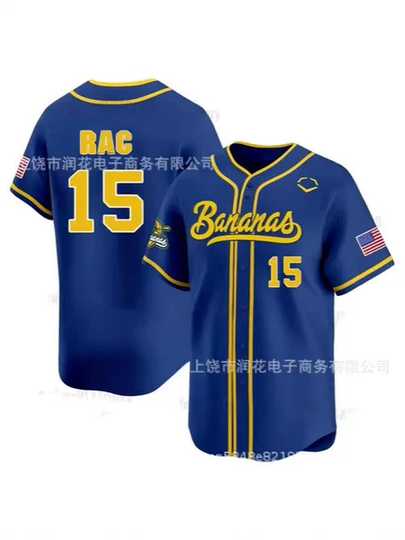 2026 Cross-Border Foreign Trade 3D Digital Printing Banana Man Baseball Jersey No. 15 Rac Royal Blue Jersey Casual Top