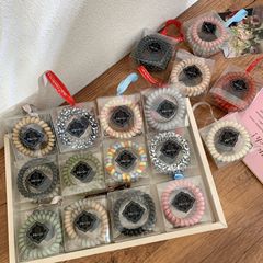 髪を傷つけないヘアロープ3本、シンプルな電話コードヘアゴム、高弾性で耐久性のあるゴムバンド、ポニーテールヘアロープ
