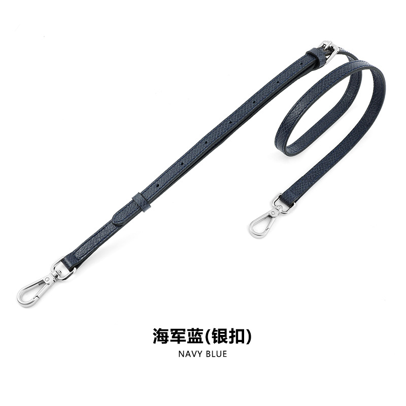 A- 48 first layer cowhide 1.2cm adjustable navy blue silver buckle