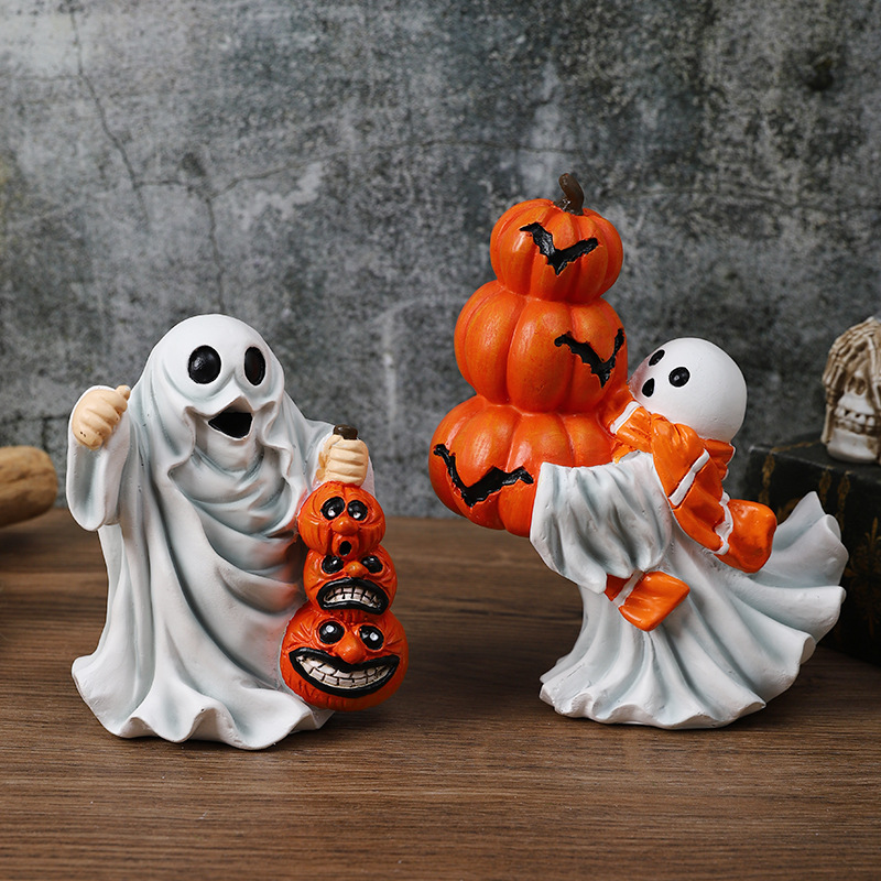  New Product Halloween Holiday Decorations Resin Ornaments Cartoon Ghost Black Cat Home Desktop Atmosphere Decoration