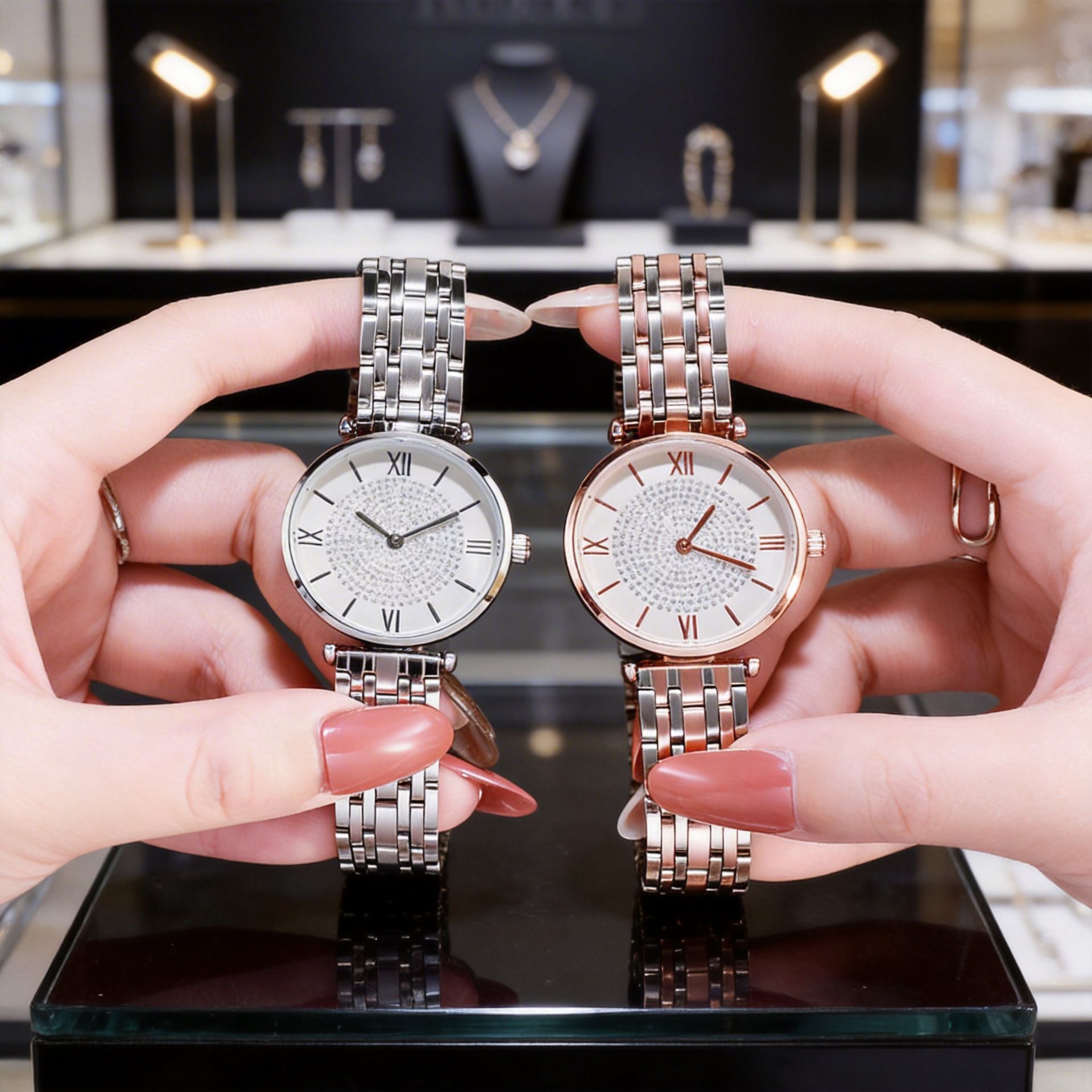 Cross-Border Quartz Women's Watch, Fashionable and Simple, Women's Sports Waterproof Alloy Starry Sky Jewelry Watch, Women's Quartz Watch