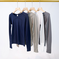 New Autumn Yoga Clothes Round Neck Slimming and Invisible Breathable Tight Speed Dry Women's Long Sleeve Sports Top