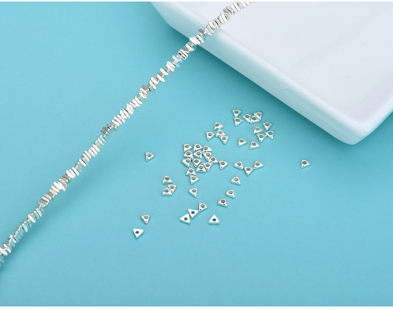 Triangle Pattern 1G Per Pack 2.5*2.5mm 2.8*2.8mm 2*2mm 925 Sterling Silver Triangle Polished Beads Spacer Bars Jewelry Accessories