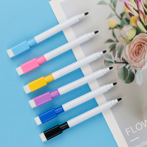 Factory direct selling whiteboard pen with brush, water-based marker, erasable and printable LOGO, high-quality color, easy-to-erasing gift