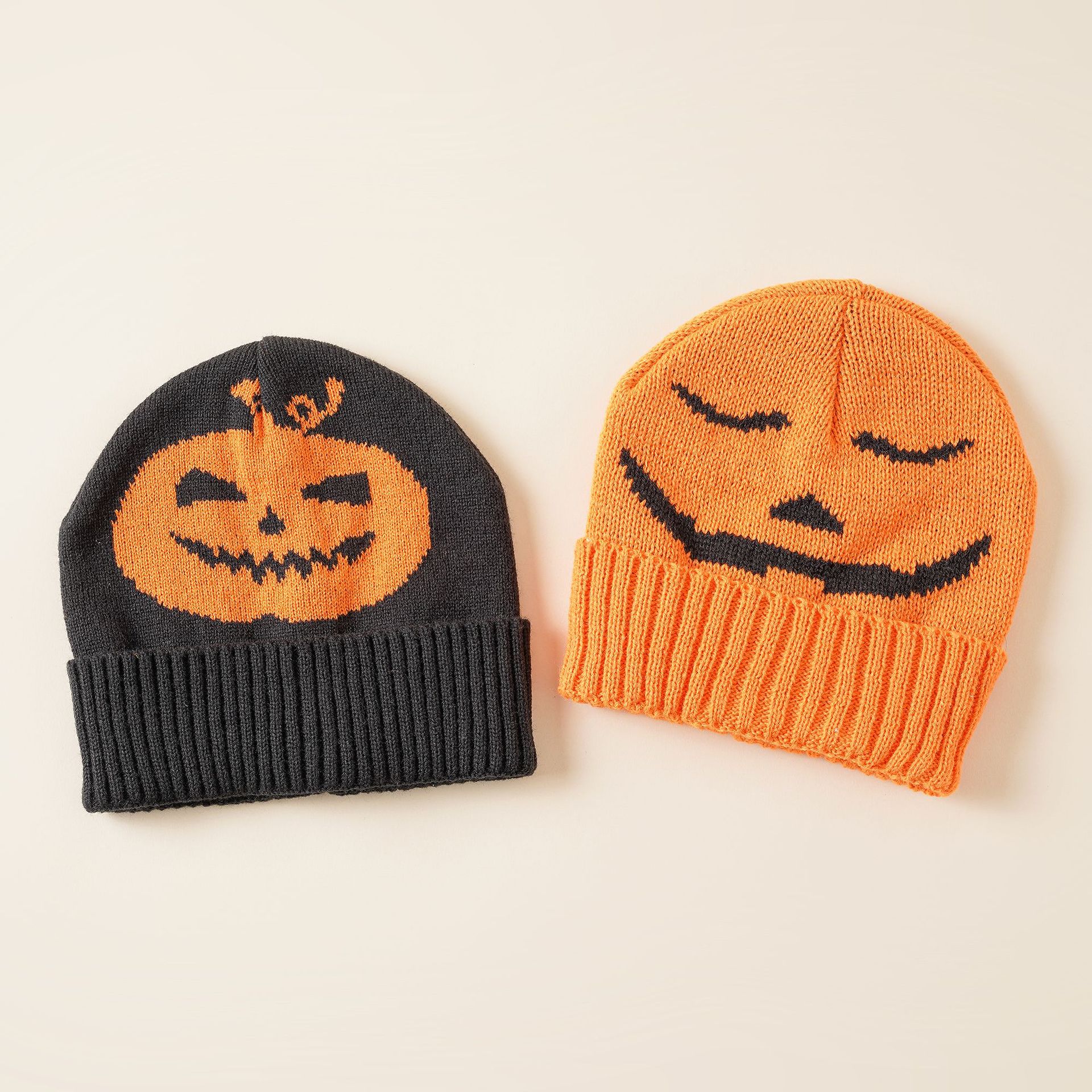 Los niños de lana de punto sombrero Halloween calabaza sombrero niños y niñas lindo de dibujos animados sombrero de lana cálido sombrero a prueba de viento
