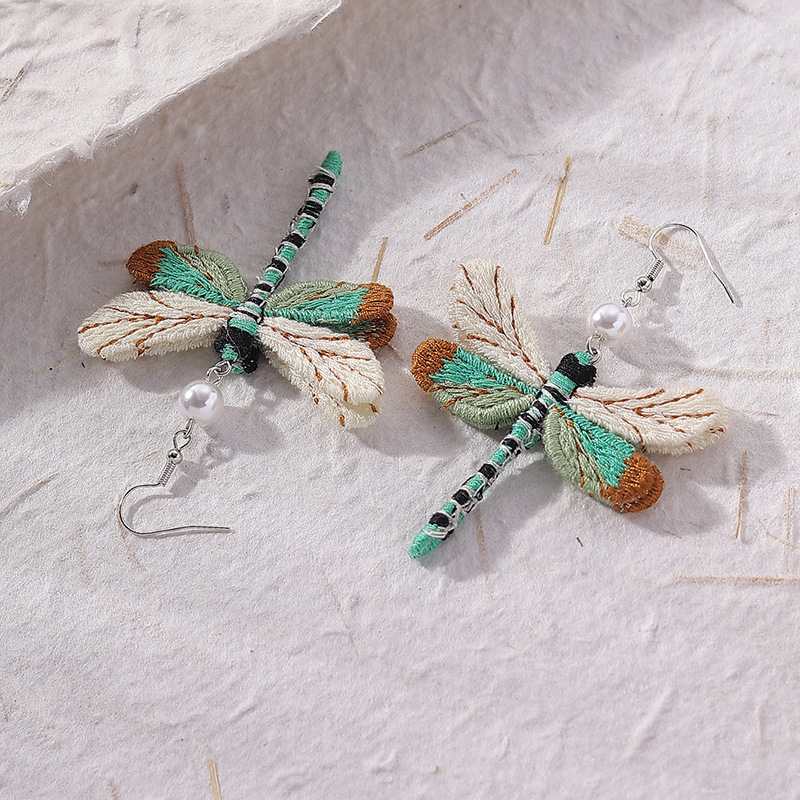 1 Pair Bohemian Dragonfly Handmade Alloy Cloth Ear Hook display picture 5