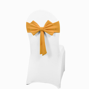 Air layer double-layer chair back Flower chair cover bow hotel banquet chair back elastic strap chair cover wedding decoration