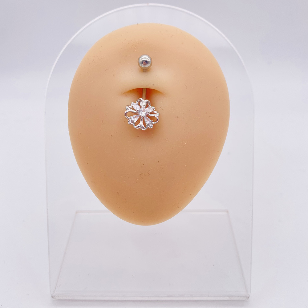 Butterfly And Heart Zircon Belly Button Ring Navel Piercing_voghion.com