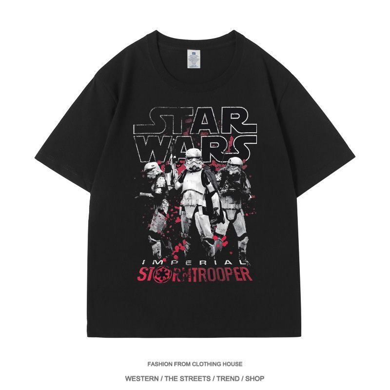 Jedi Warrior StAR WARS StAR WARS Force Awakening White Soldier Peripheral Pure Cotton Short-sleeved Washed Distressed t-shirt