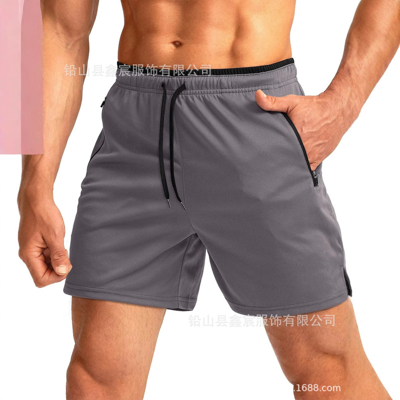 2025 Men Running Shorts With Zipper Pocket Quick Dry Gym Sports Workout 5 Inch Men Shorts