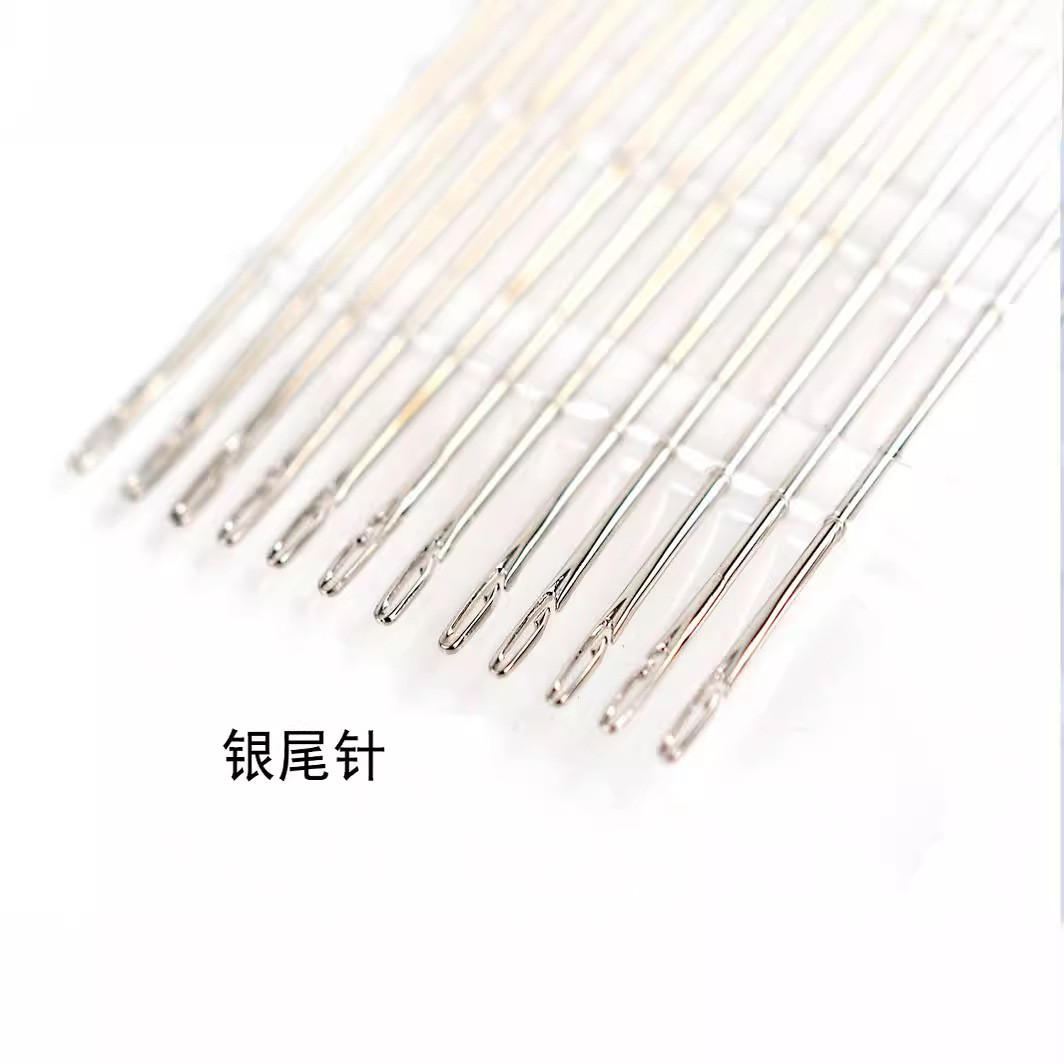 Agujas de cola dorada de cola plateada abiertas laterales Agujas de sutura manual sin hilo Agujas de bordado Agujas de costura