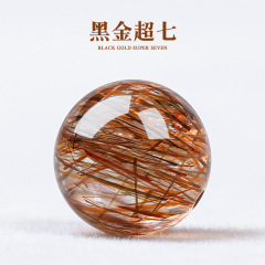 天然7a黒金超七散珠水晶珠diy多宝ブレスレット手串黒中堅金髪晶単珠