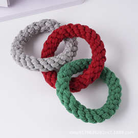 工厂批发拼色棉绳编织磨牙耐咬洁牙新款狗玩具宠物玩具球狗狗用品