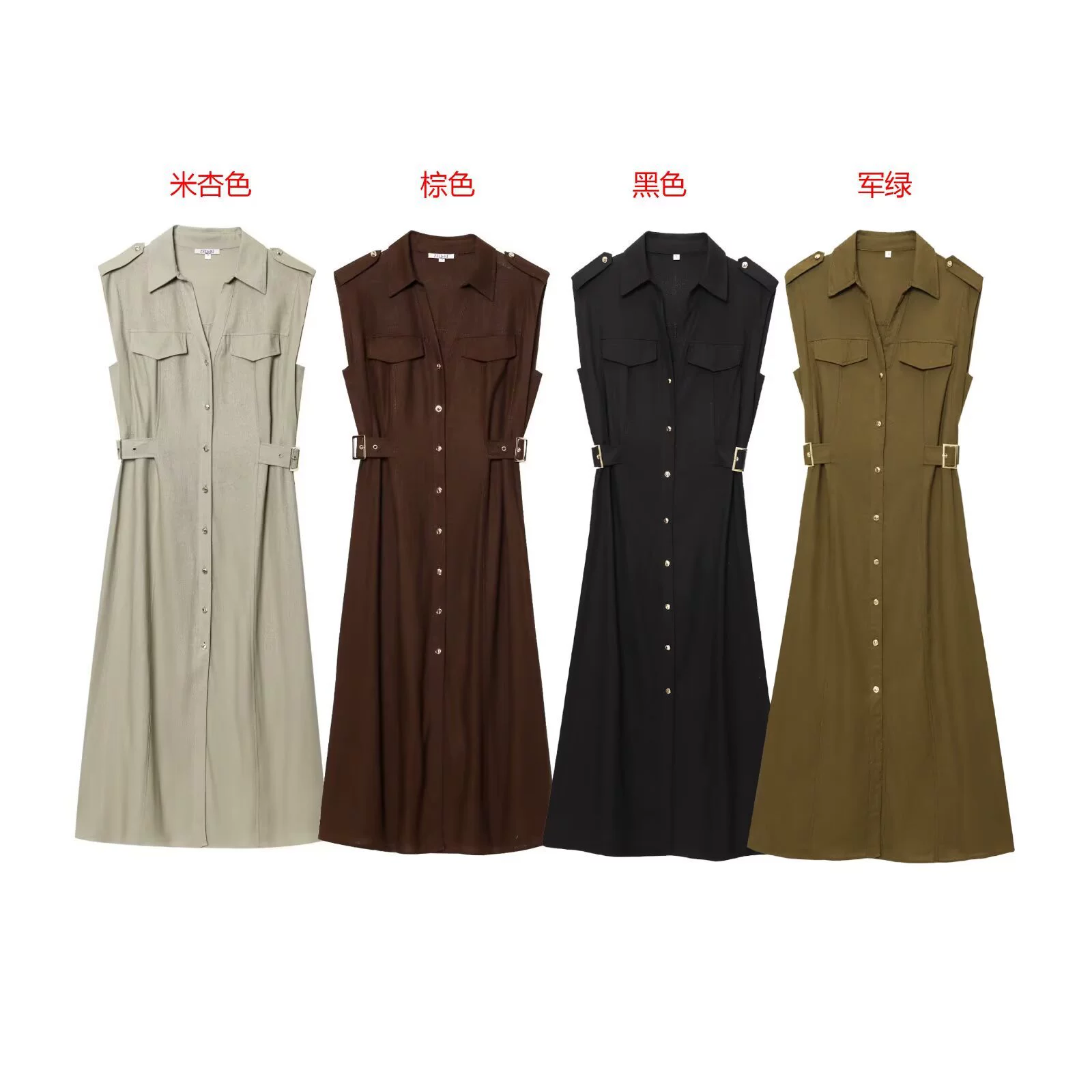 Женская одежда PB & ZA 2025 Новый европейский и американский стиль моды льняное платье Midi 8741063