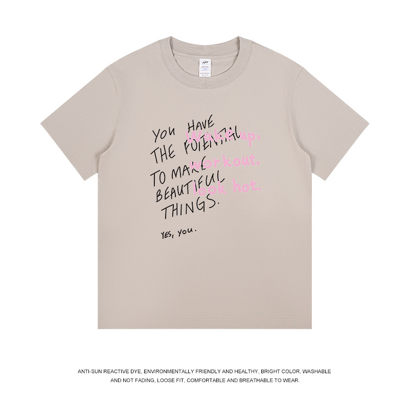 メンズストリートファッションレタープリントTシャツ半袖メンズラウンドネックニッチデザイントレンドTシャツカジュアルで万能なトップス|undefined
