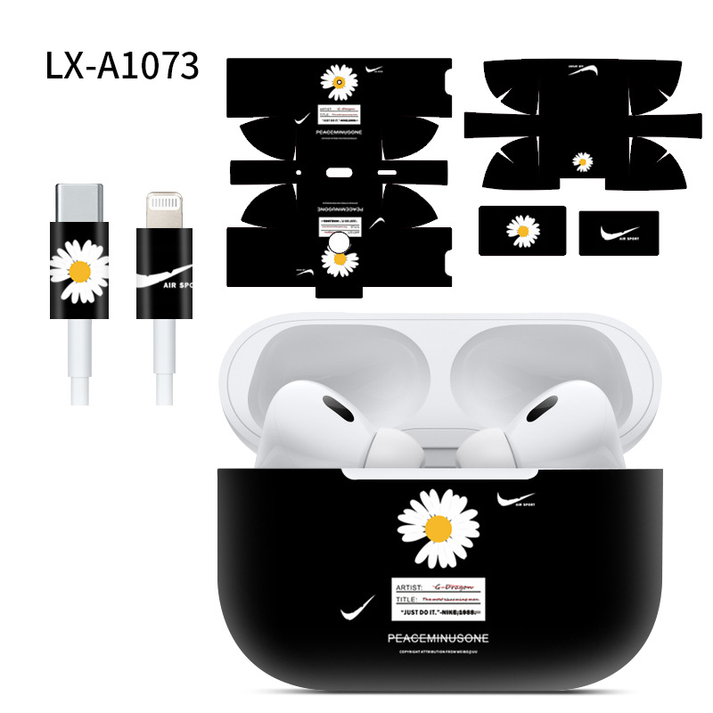 Adecuado para pegatinas de AirPods Pro2/Pro3, textura mate, película para auriculares Apple, película protectora de cobertura total