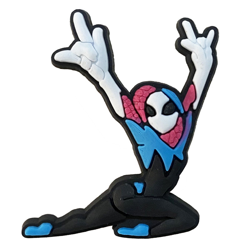 Superhéroe Spider-Man serie Anime agujero zapatos accesorios de jardín zapato flor accesorios de DIY Flor de zapato extraíble