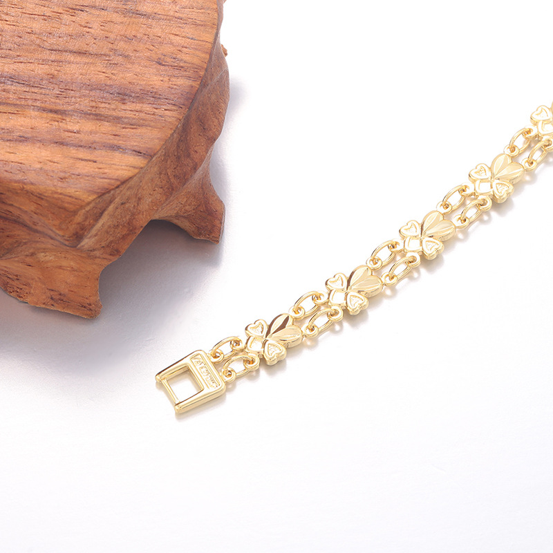 Pulsera de Flor y Corazón de Aleación de Cobre, Galvanizada, Hueca, para Regalo image 5
