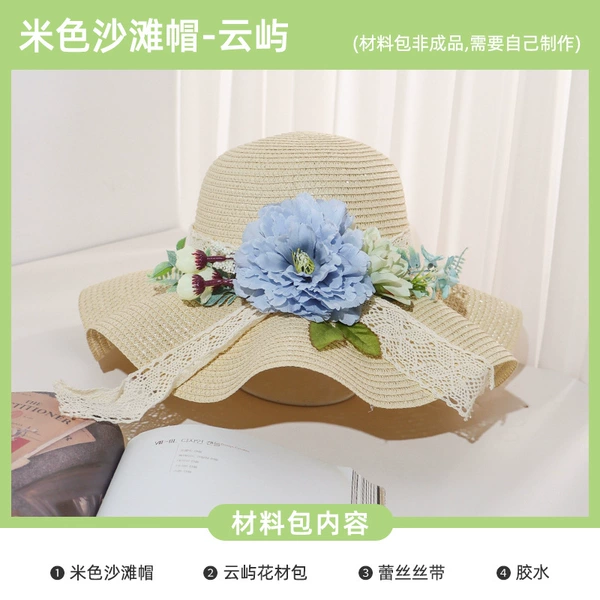 Materials set, beige hat, hair band, glue