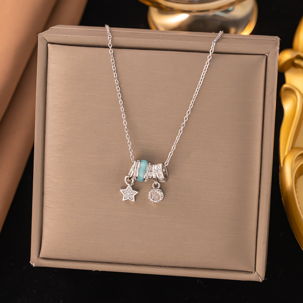 【8220】솔리테어 오각별 목걸이【실버】