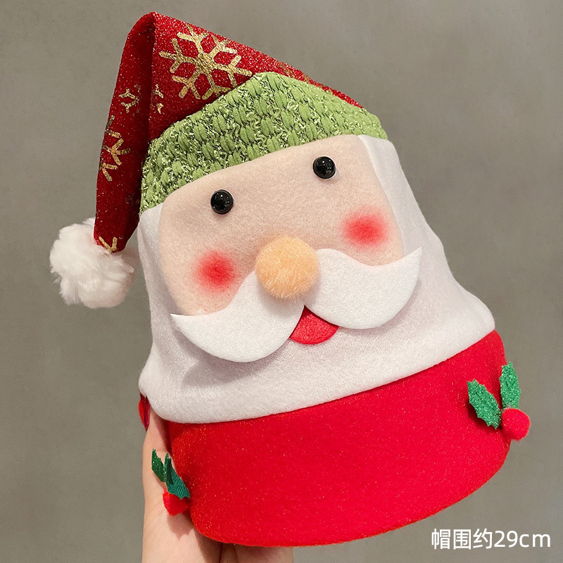 卸売りかわいいクリスマス帽子供成人サンタクロース帽子祝日衣装祝日プレゼントぬいぐるみ雪人帽|undefined