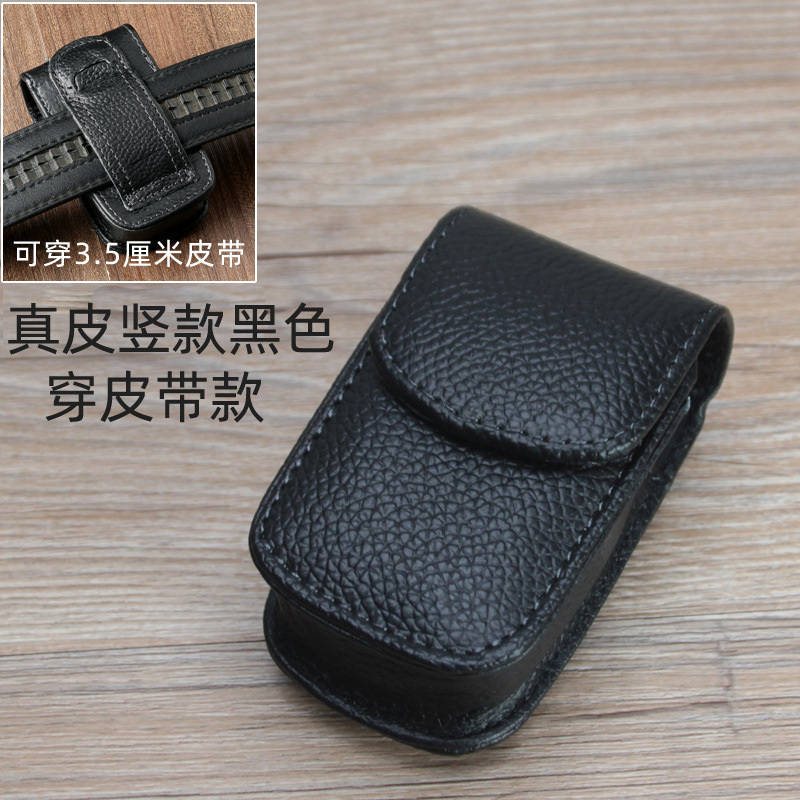 Belt Imported Folding Reading Glasses Set Glasses Case Hanging Hand-Feel Cowhide Anti-Pressure Waist Bag Men's Leather Wholesale