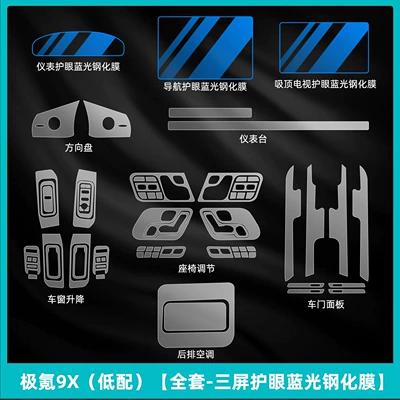 Door Panel Film, Central Control – Car interior film - ji-krypton-9x-low-configuration-full-set-three-screen-eye-protection-blue-light-tempered-film