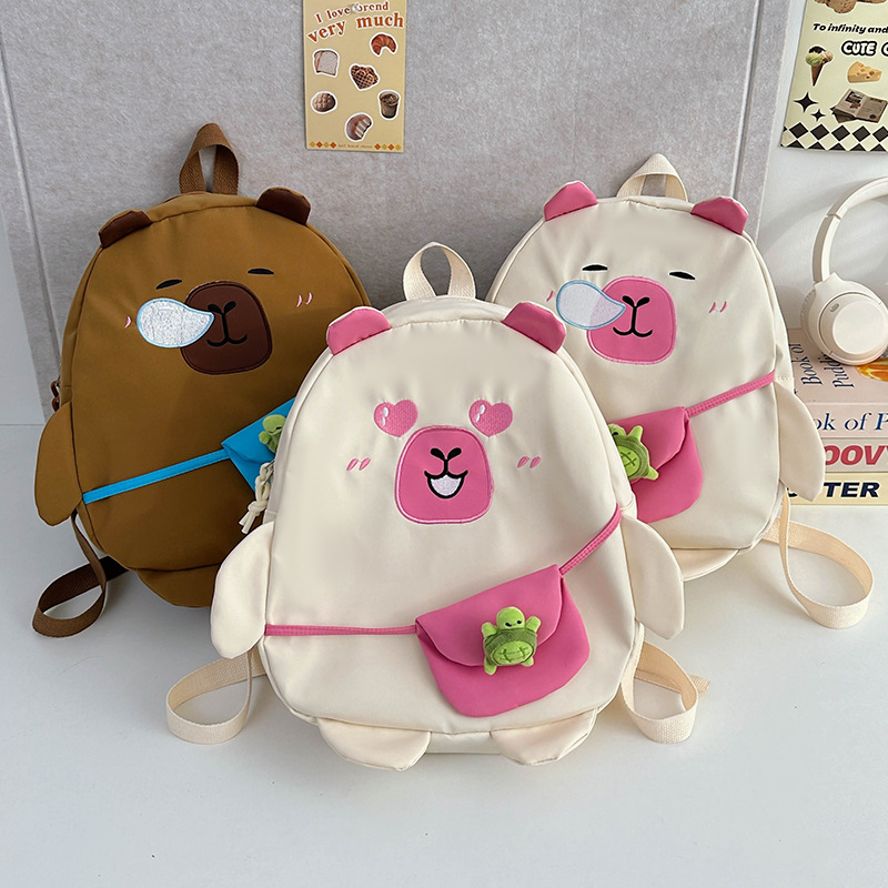 Hombres y niñas en línea, mochilas Kapibara, mochilas para niños de gran capacidad, mochilas para niños de dibujos animados lindas
