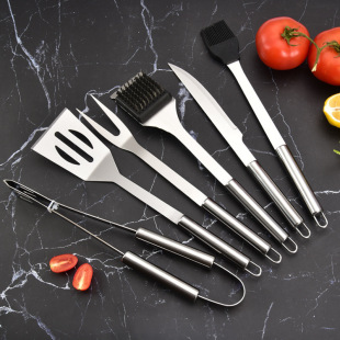 Outdoor BBQ Grill Tools Barbecue Tools suit Stainless Steel Barbecue suit Fork Shovel Clamp Brush Oxford Bag