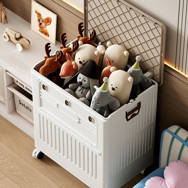 Caja de almacenamiento plegable para el hogar, de estilo simple y nuevo, hecha de plástico PP, armario de almacenamiento de varias capas para juguetes y bolsas de dormitorio, móvil.