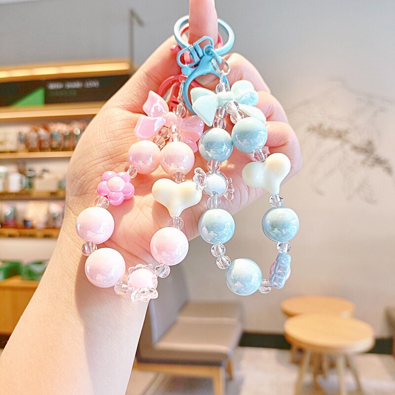 New bow bead chain cute key chain handmade diy bead backpack pendant car key chain mobile phone chain New bow bead chain cute key chain handmade diy bead backpack pendant car key chain mobile phone chain